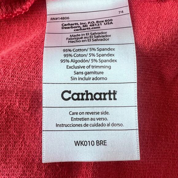 CARHARTT FRONT ZIP UP LONG SLEEVE FRONT POCKETS HOODIE WOMENS CORAL SIZE M - Picture 8 of 12